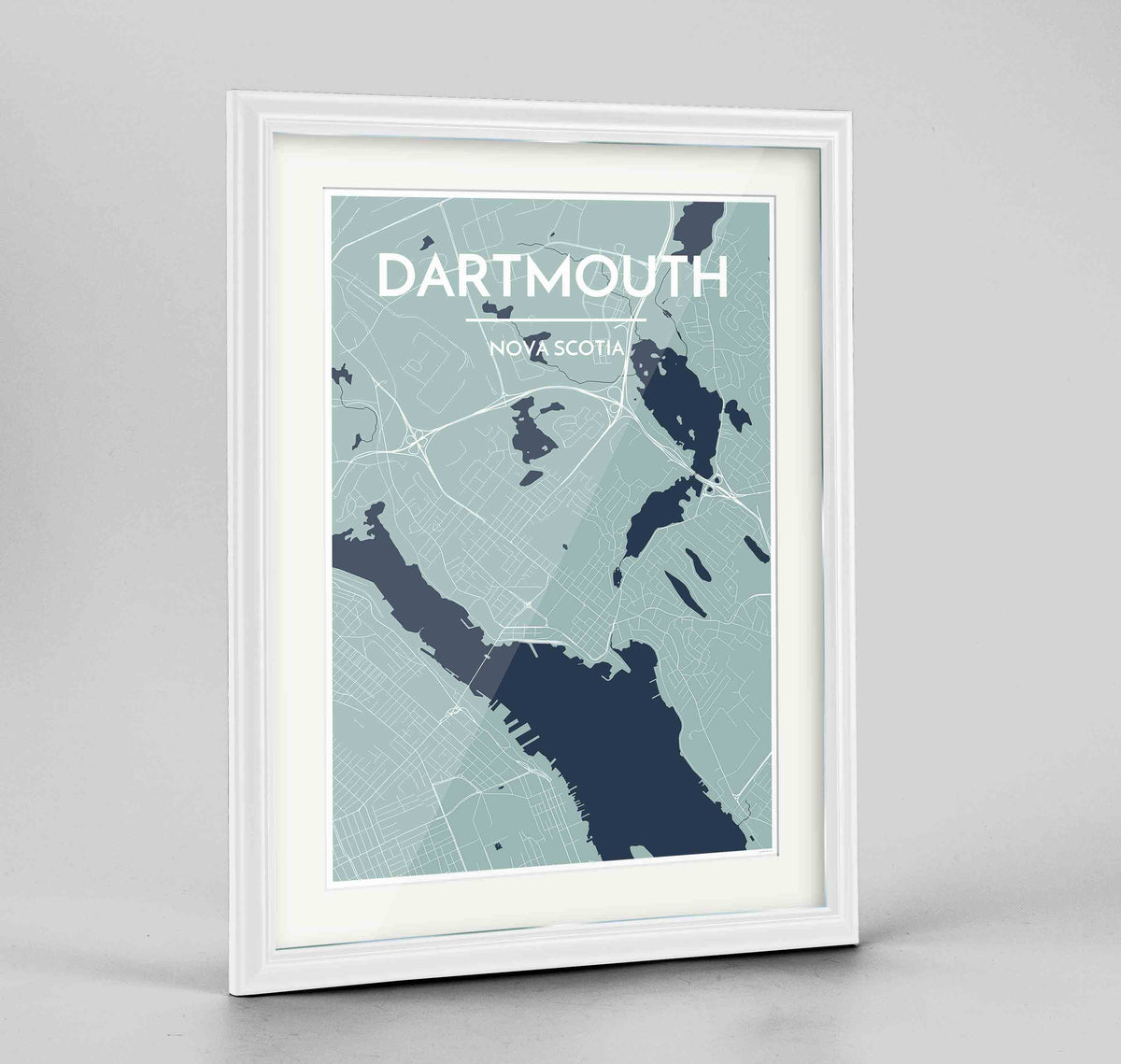 Framed Dartmouth Map Art Print 24x36&quot; Traditional White frame Point Two Design Group