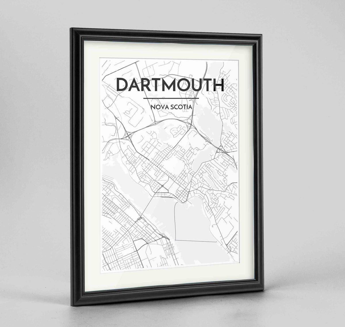 Framed Dartmouth Map Art Print 24x36&quot; Traditional Black frame Point Two Design Group