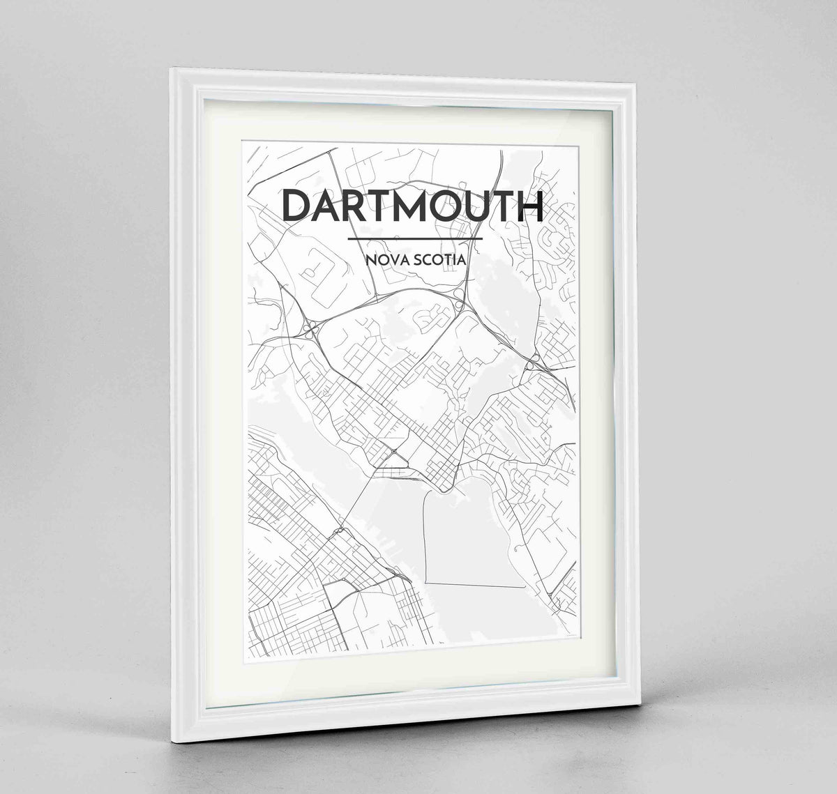 Framed Dartmouth Map Art Print 24x36&quot; Traditional White frame Point Two Design Group
