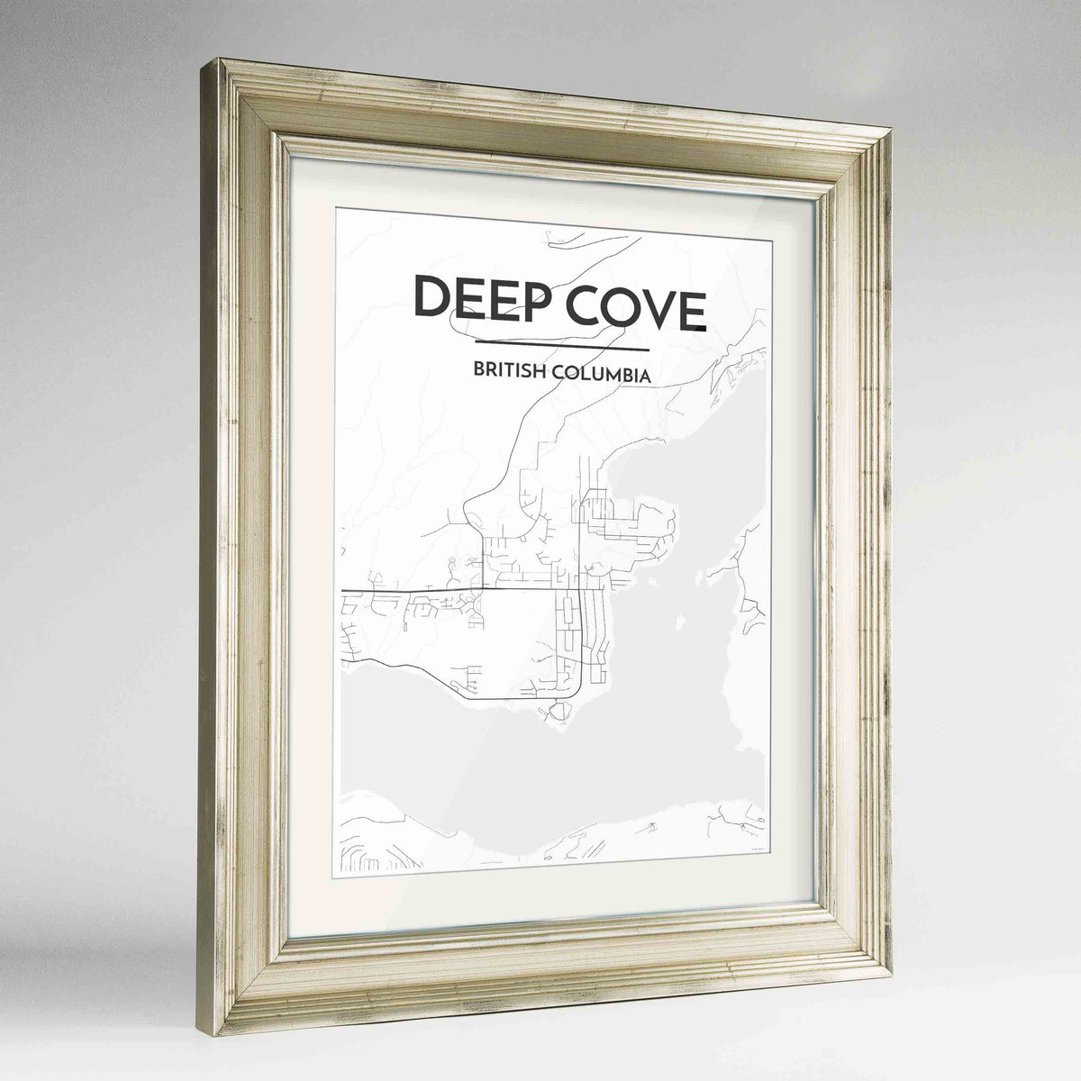 Framed Deep Cove Map Art Print 24x36&quot; Champagne frame Point Two Design Group