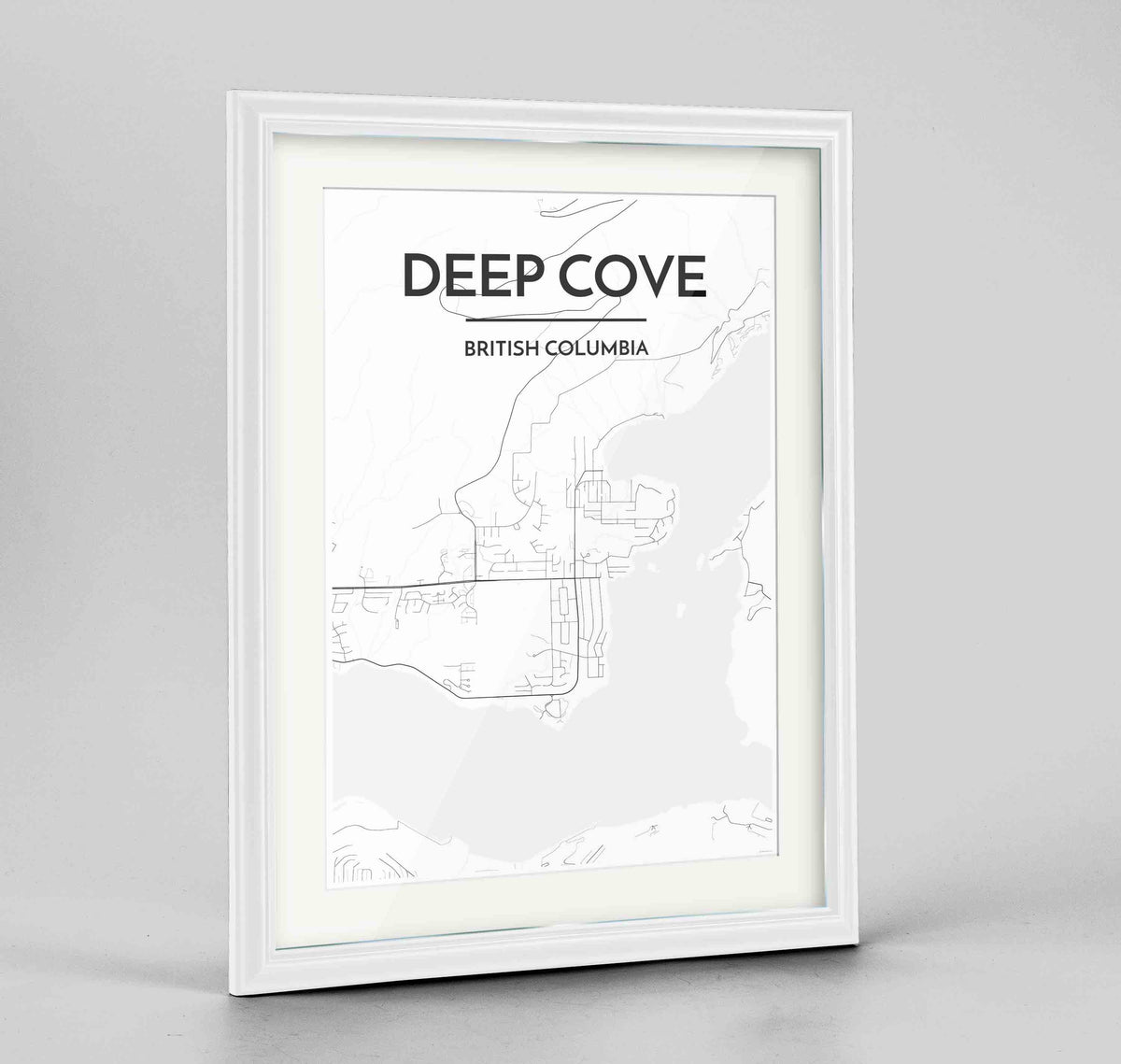 Framed Deep Cove Map Art Print 24x36&quot; Traditional White frame Point Two Design Group