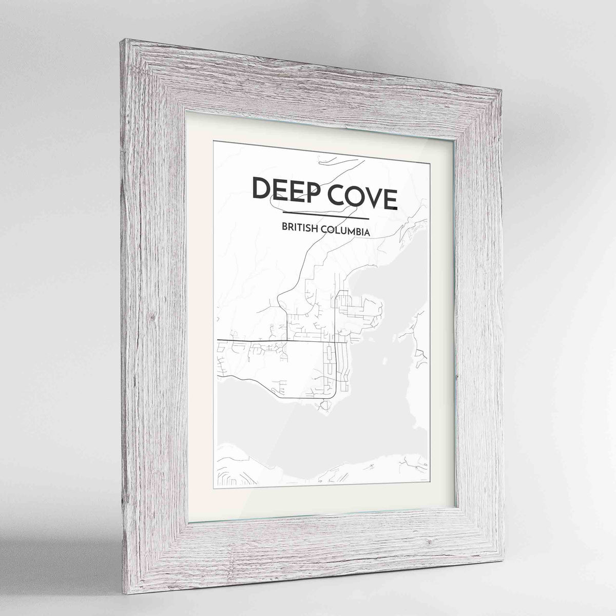 Framed Deep Cove Map Art Print 24x36&quot; Western White frame Point Two Design Group