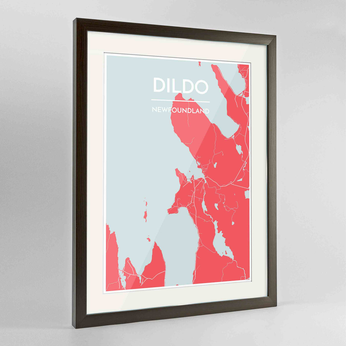 Framed Dildo Cove Map Art Print 24x36&quot; Contemporary Walnut frame Point Two Design Group