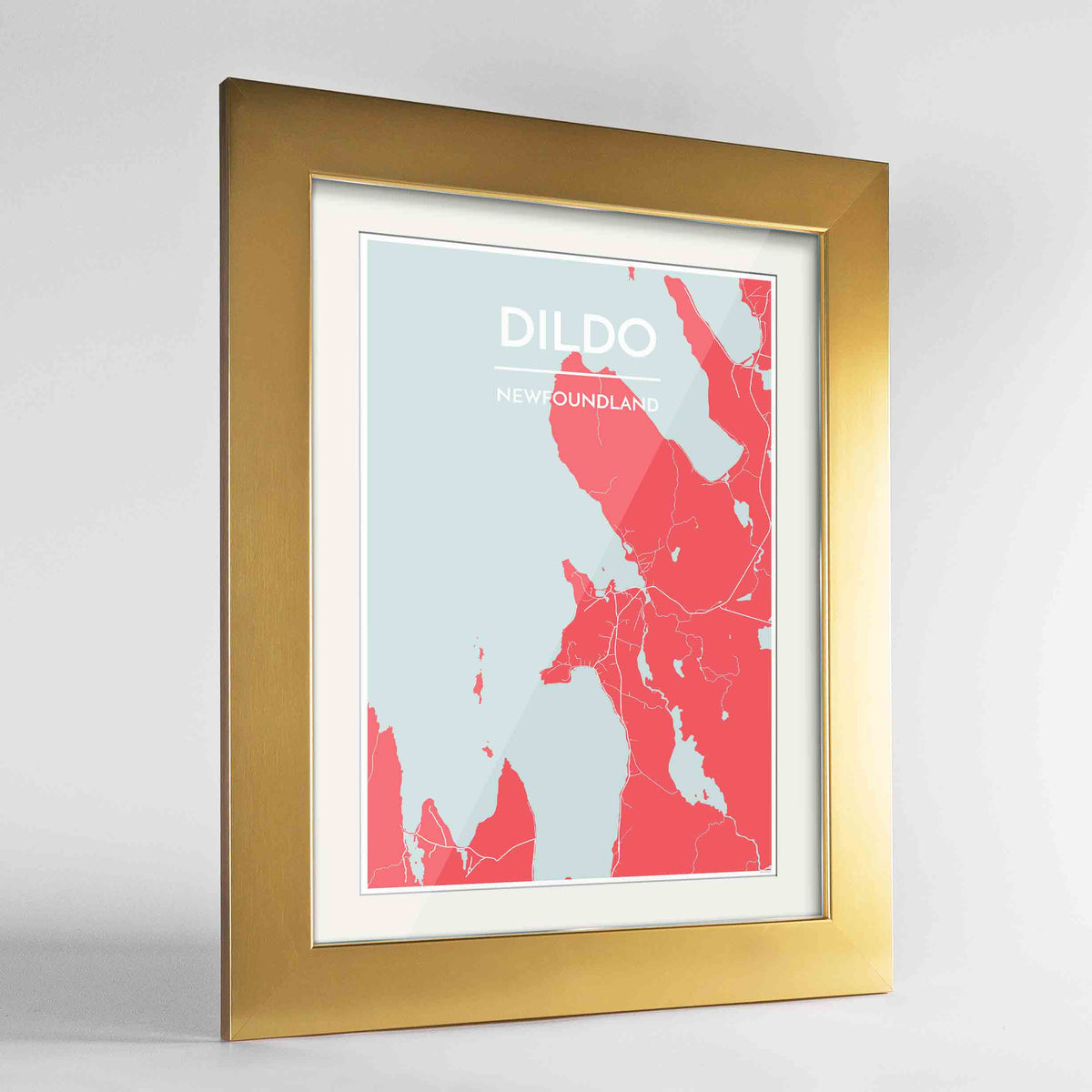 Framed Dildo Cove Map Art Print 24x36&quot; Gold frame Point Two Design Group