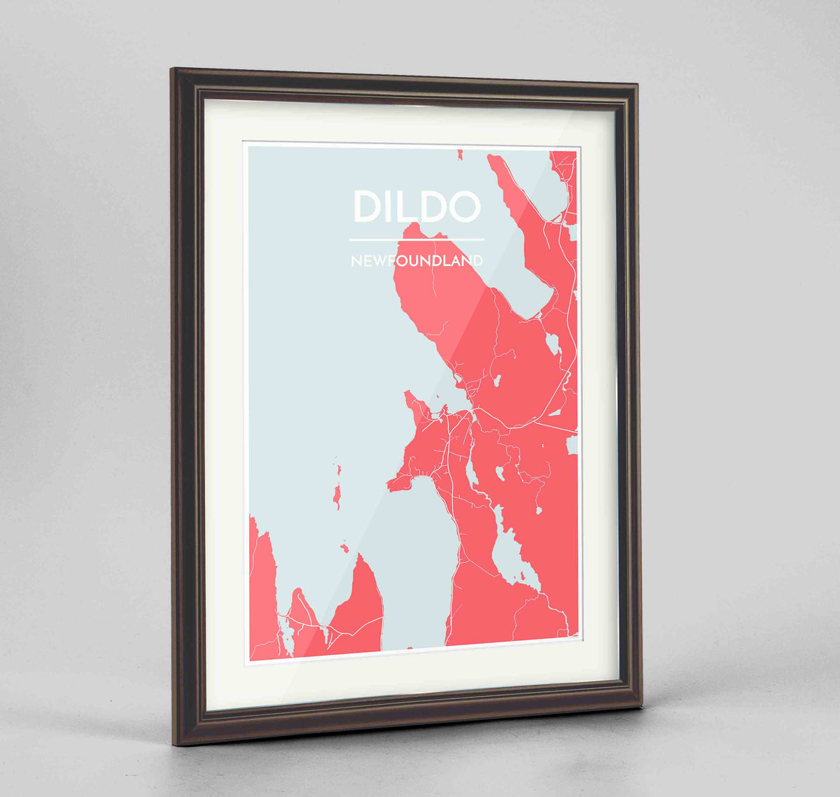 Framed Dildo Cove Map Art Print 24x36&quot; Traditional Walnut frame Point Two Design Group
