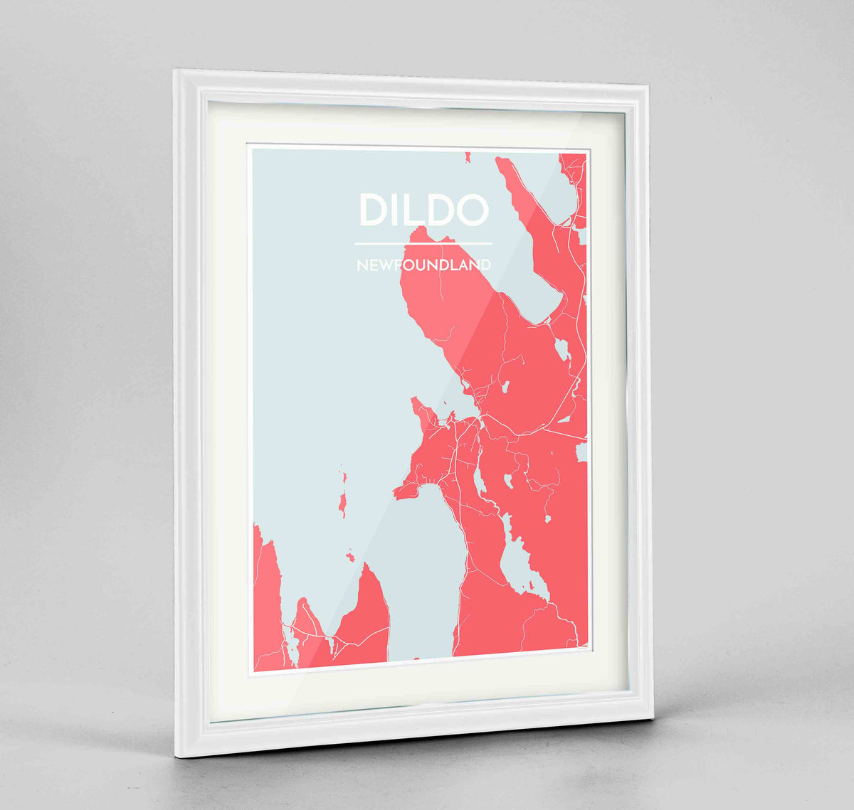 Framed Dildo Cove Map Art Print 24x36&quot; Traditional White frame Point Two Design Group