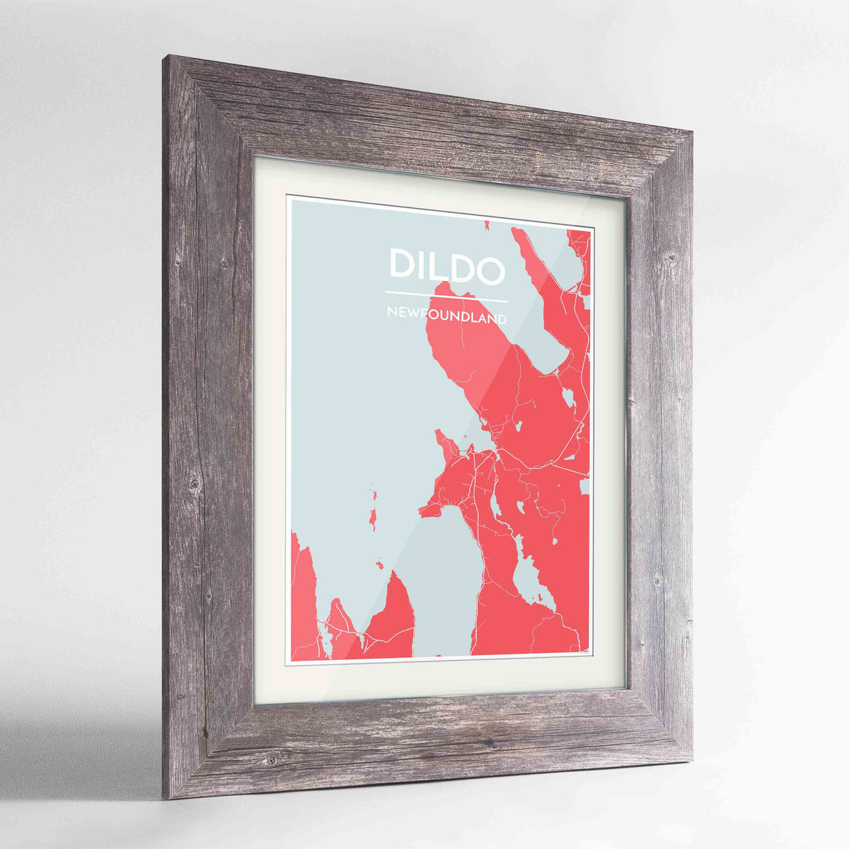 Framed Dildo Cove Map Art Print 24x36&quot; Western Grey frame Point Two Design Group
