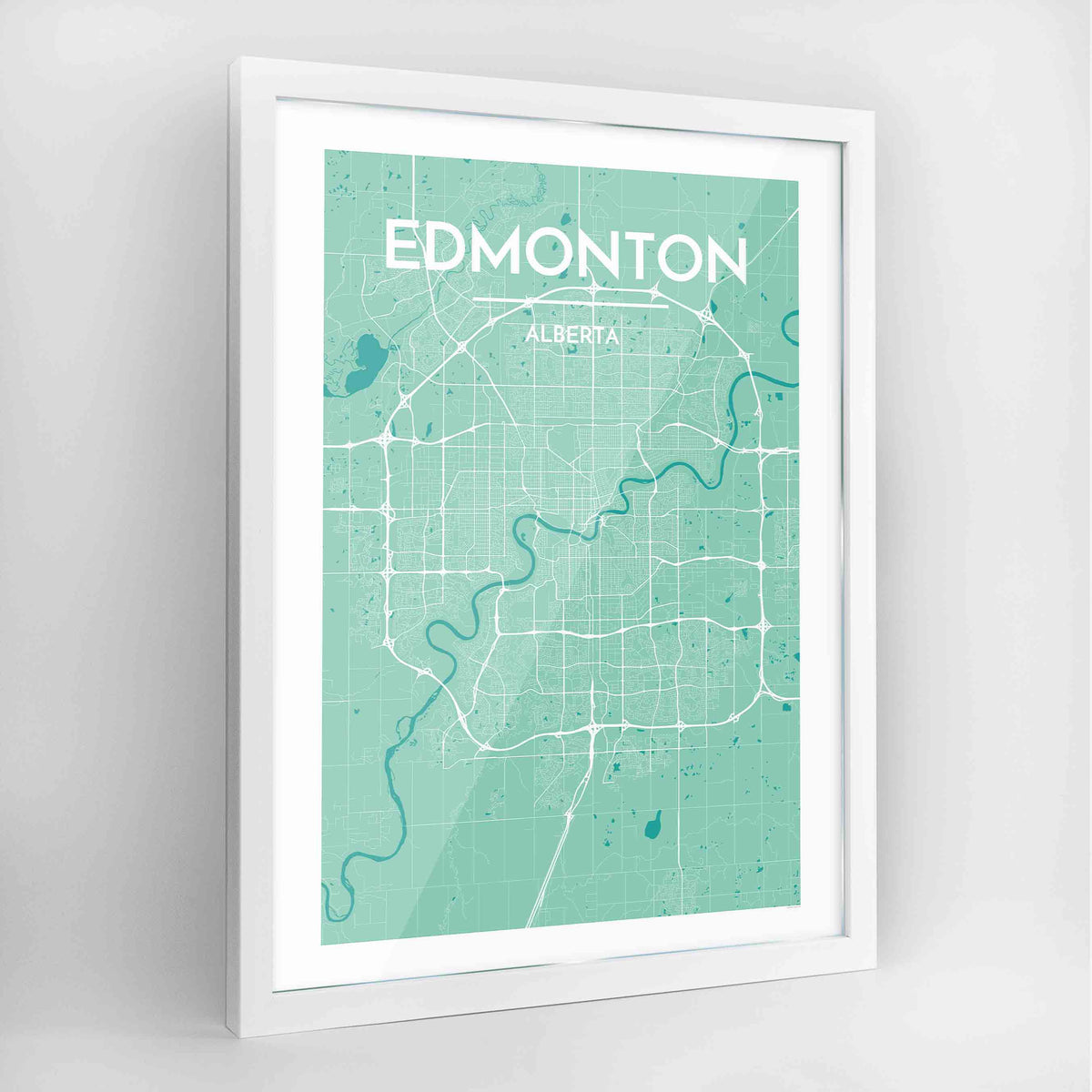 Edmonton Map Art Print - Framed