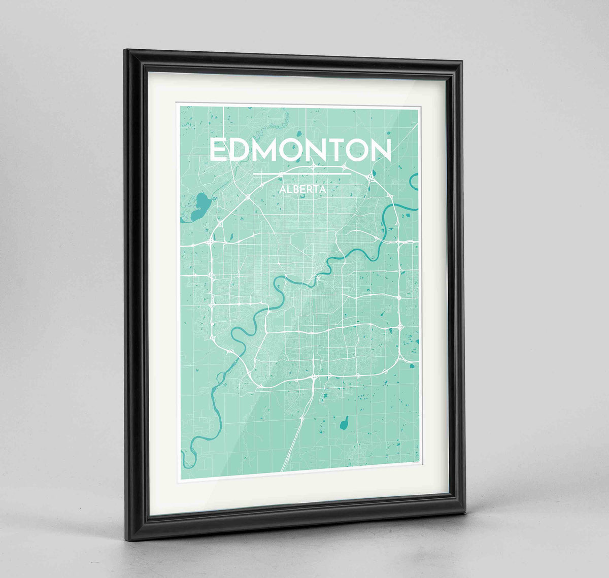 Framed Edmonton City Map 24x36&quot; Traditional Black frame Point Two Design Group
