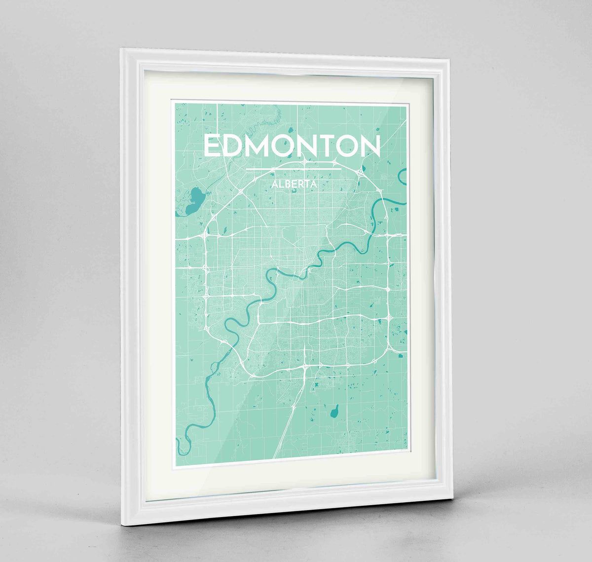 Framed Edmonton City Map 24x36&quot; Traditional White frame Point Two Design Group
