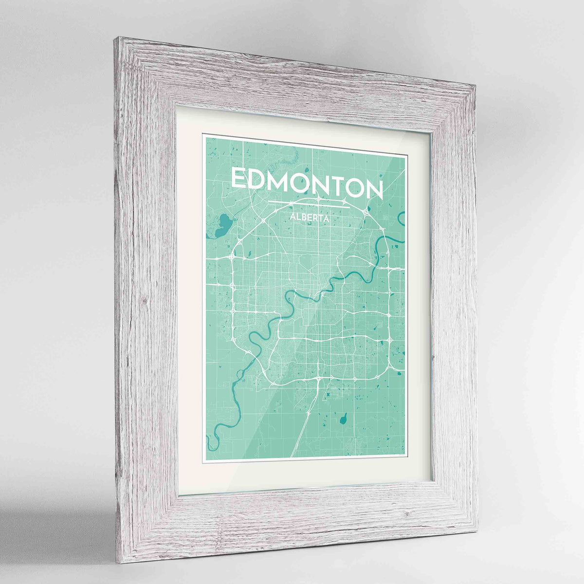Framed Edmonton City Map 24x36&quot; Western White frame Point Two Design Group