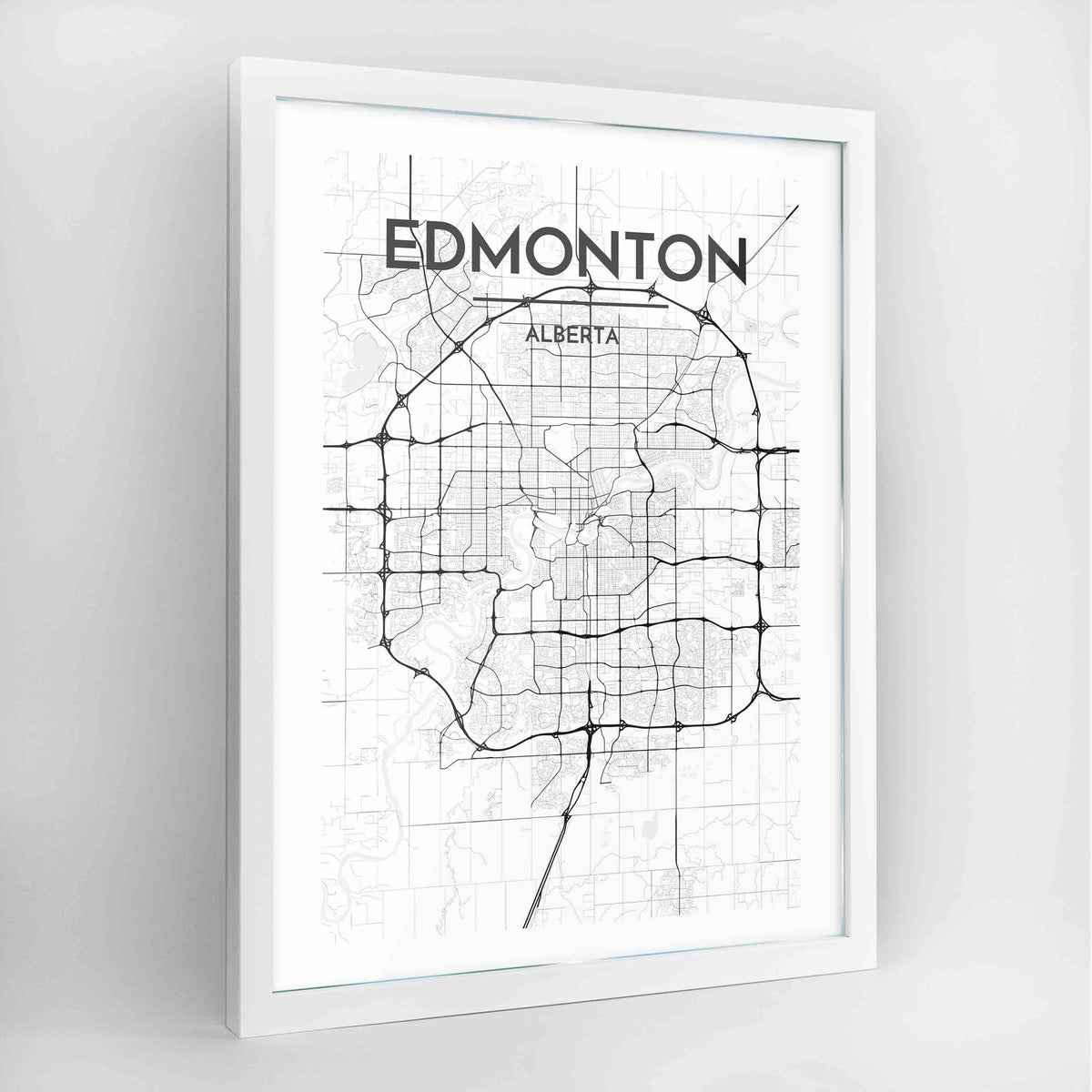 Edmonton Map Art Print - Framed
