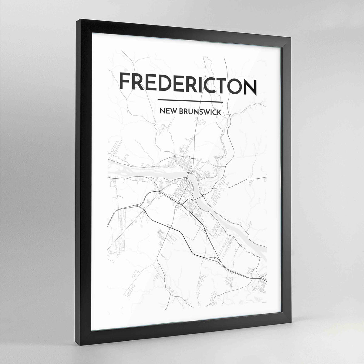 Fredericton Map Art Print - Framed