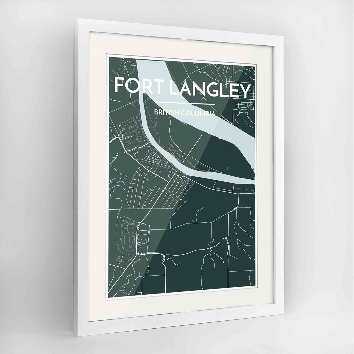 Fort Langley Map Art Print - Framed