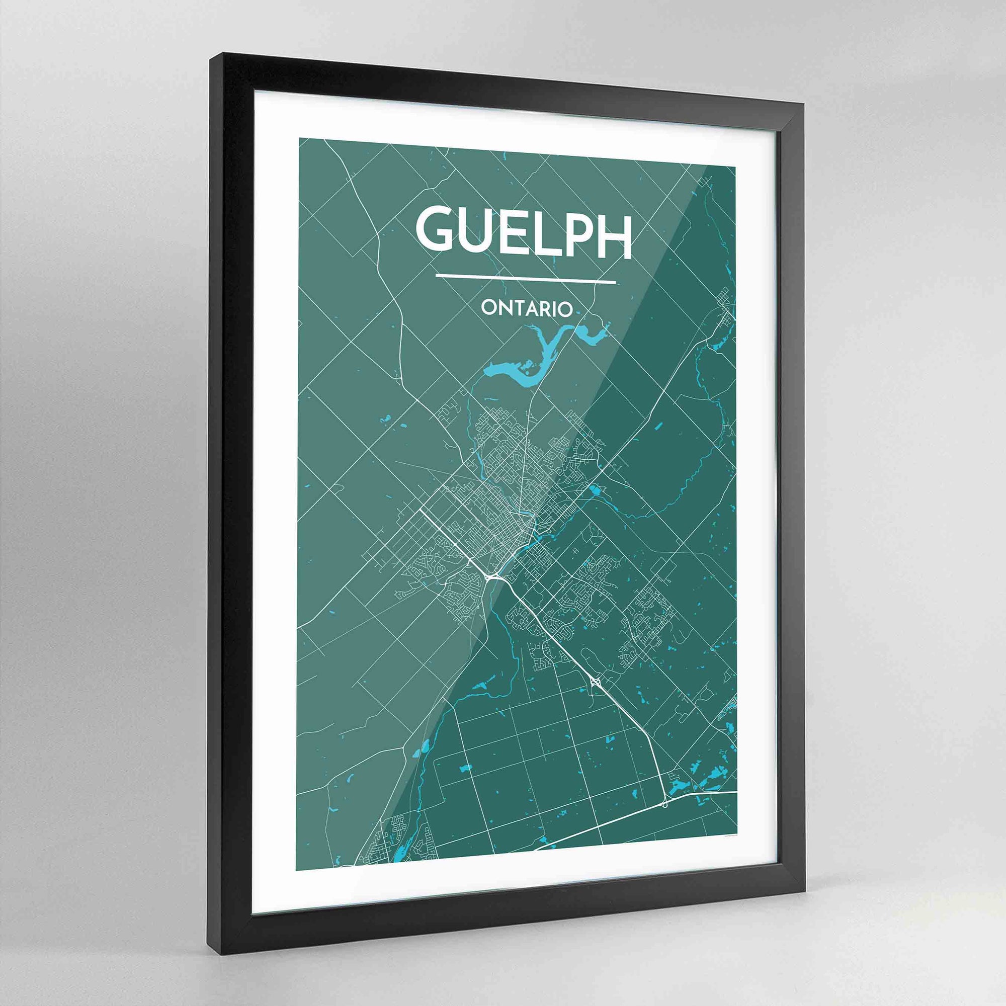 Framed Guelph City Map Art Print - Point Two Design