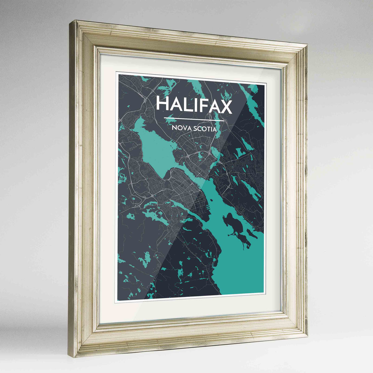 Framed Halifax City Map 24x36&quot; Champagne frame Point Two Design Group