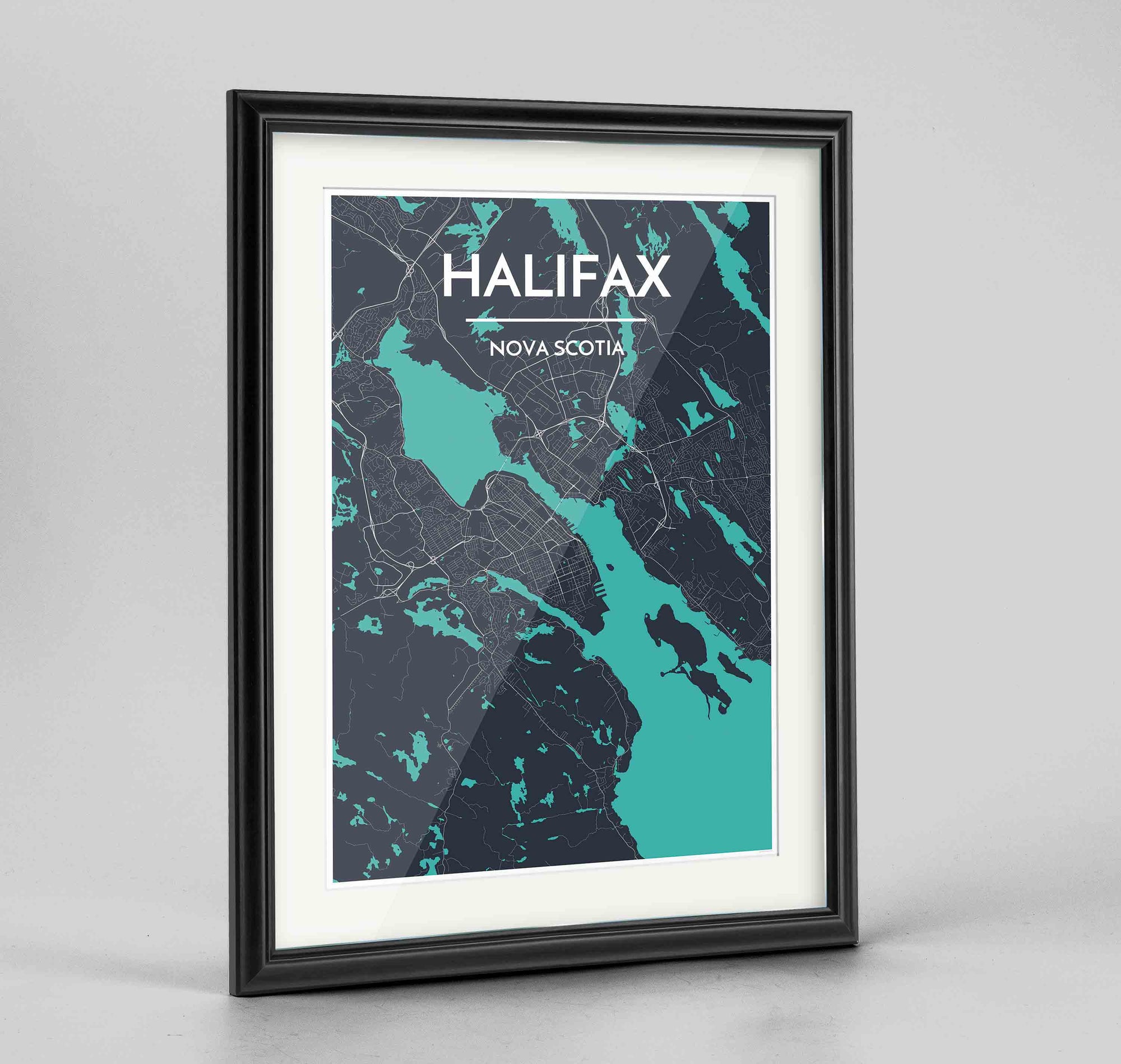 Framed Halifax City Map 24x36" Traditional Black frame Point Two Design Group