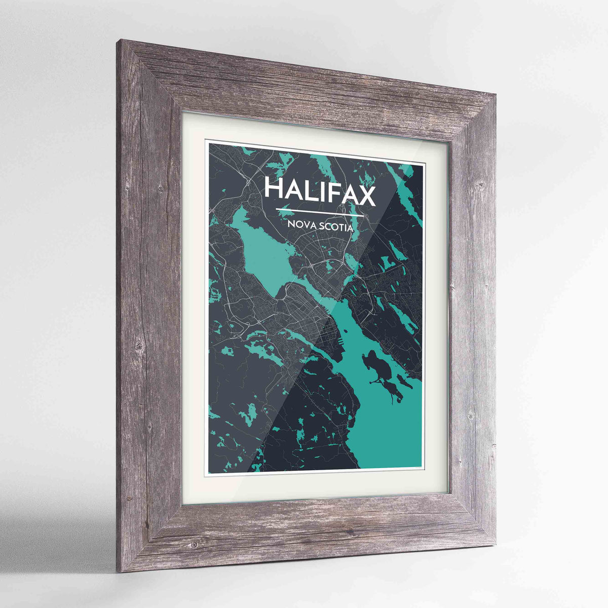 Framed Halifax City Map 24x36&quot; Western Grey frame Point Two Design Group