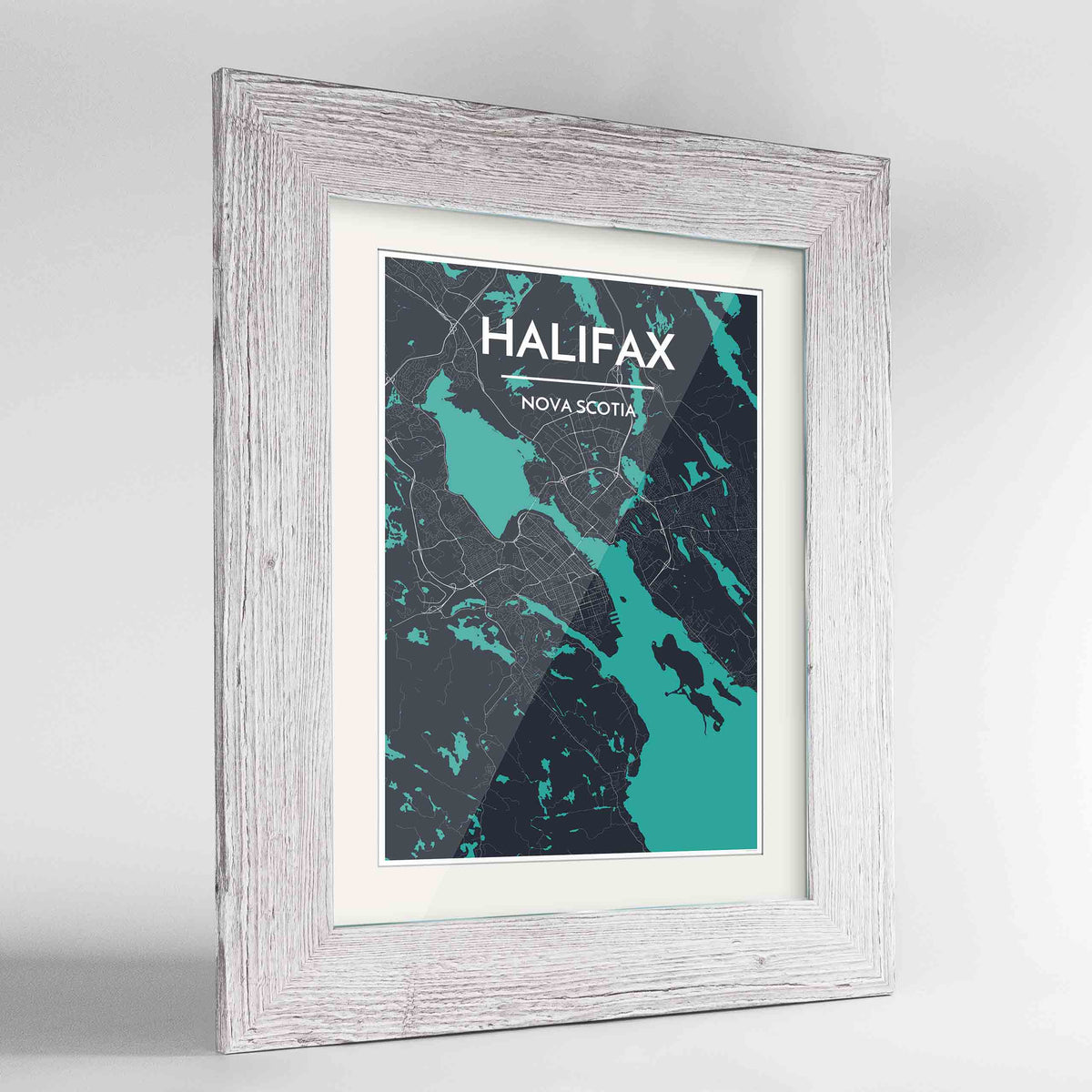 Framed Halifax City Map 24x36&quot; Western White frame Point Two Design Group