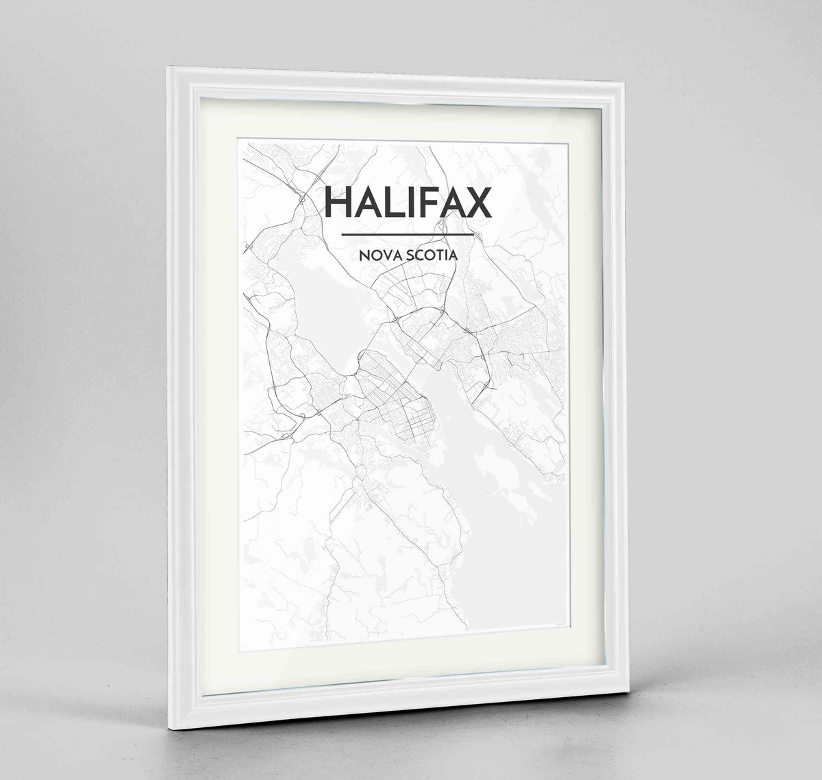 Framed Halifax City Map 24x36&quot; Traditional White frame Point Two Design Group