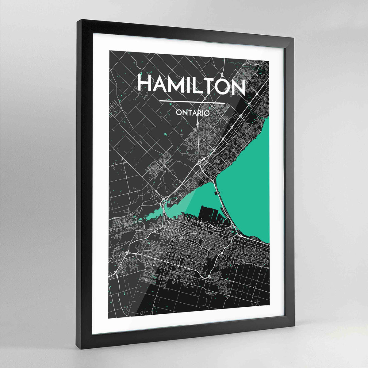 Framed Hamilton City Map Art Print - Point Two Design