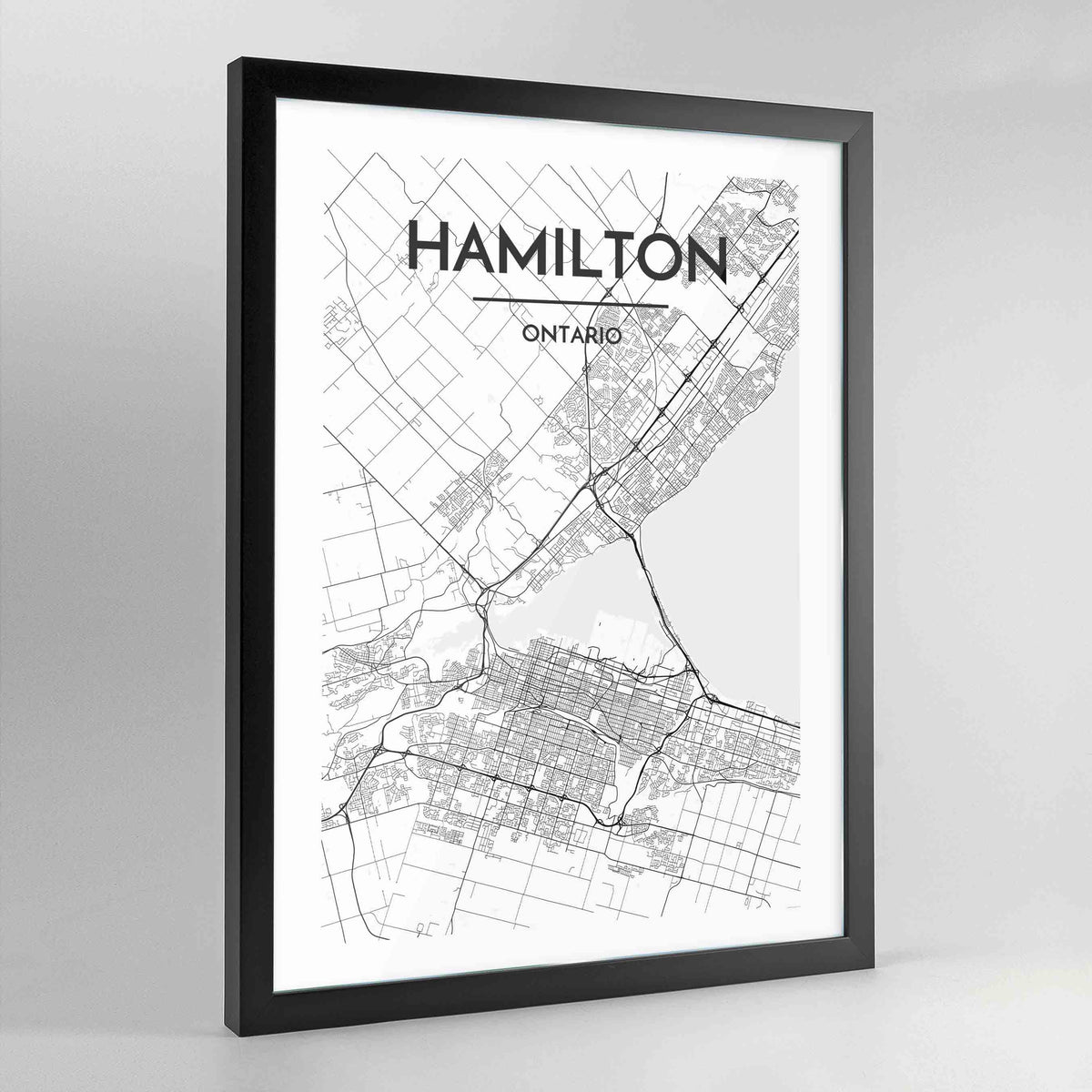 Hamilton Map Art Print - Framed