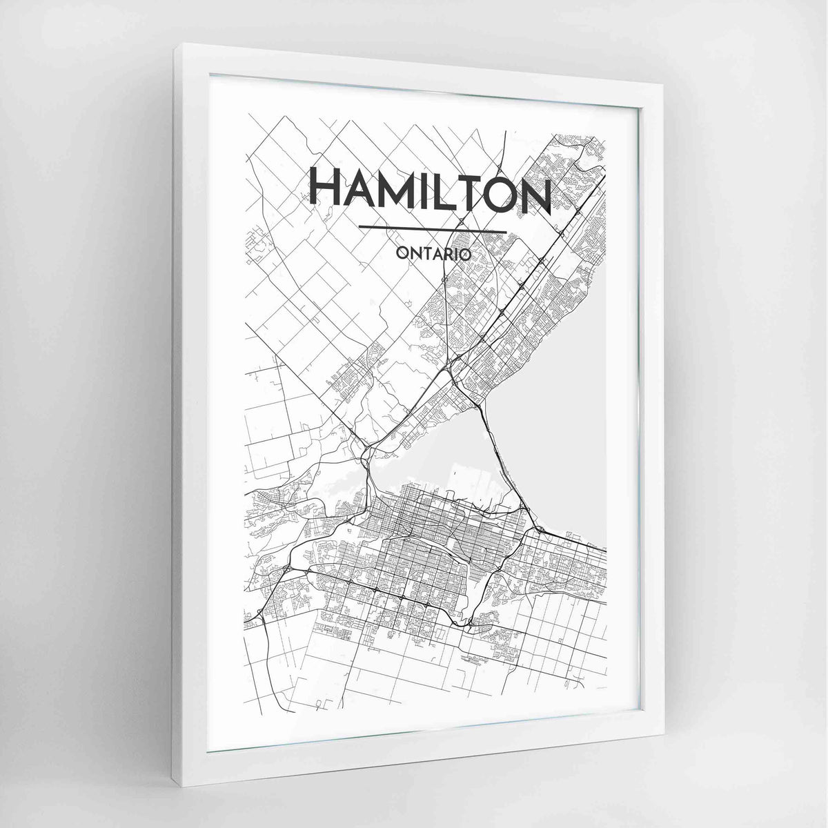 Hamilton Map Art Print - Framed