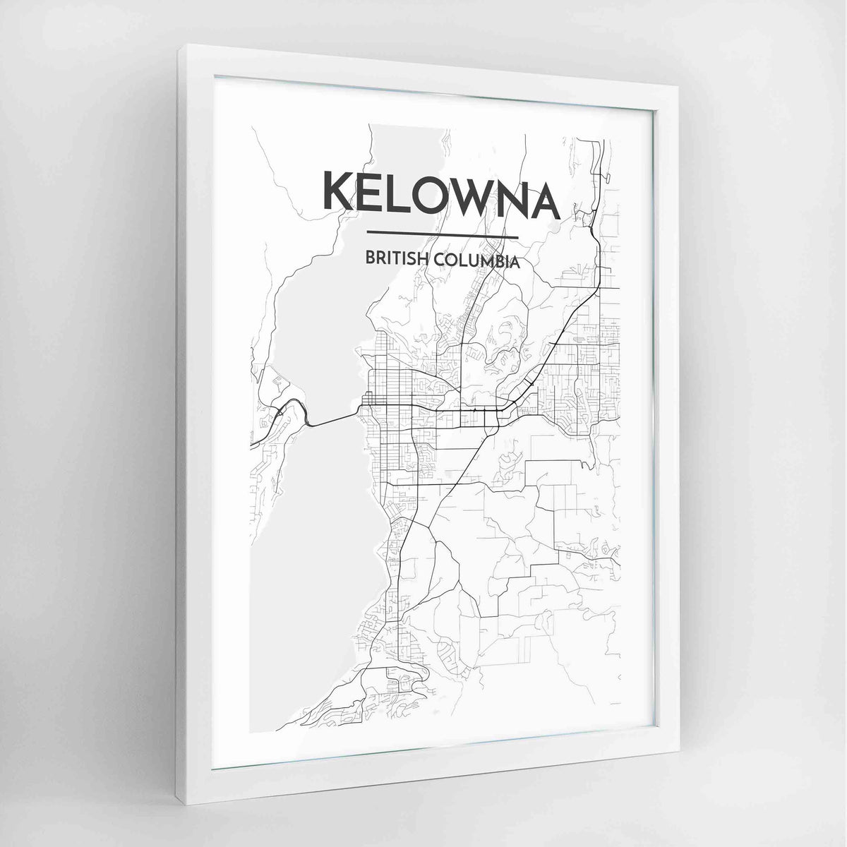 Kelowna Map Art Print - Framed