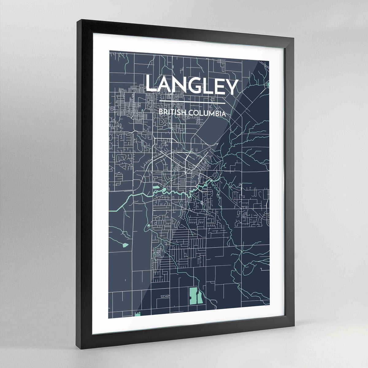 Framed Langley City Map Art Print - Point Two Design