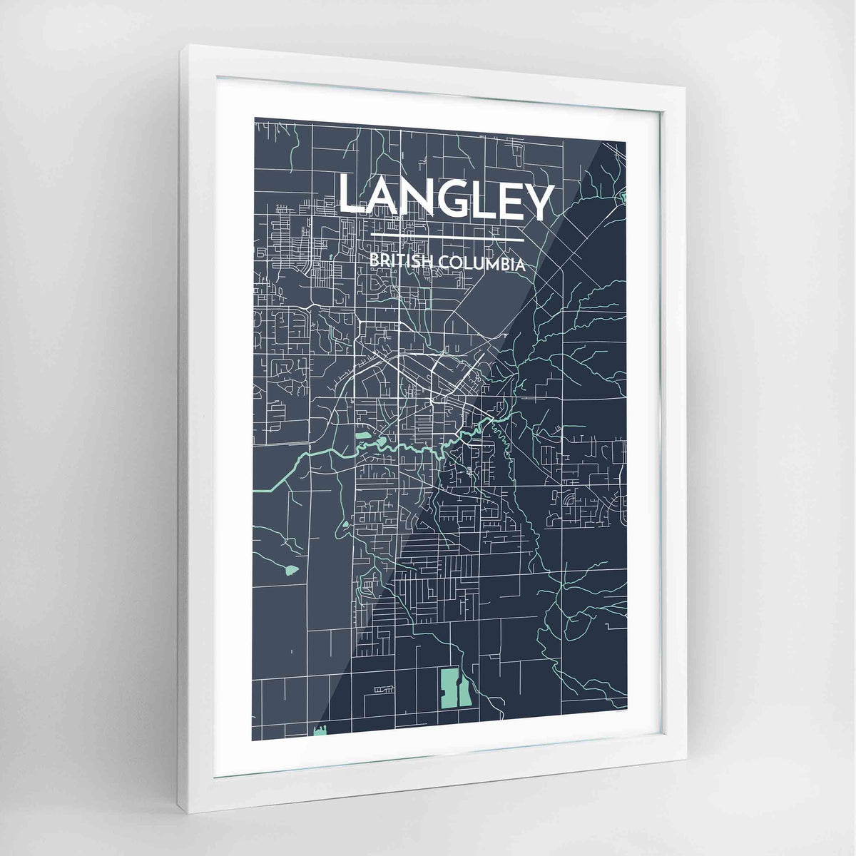 Langley Map Art Print - Framed