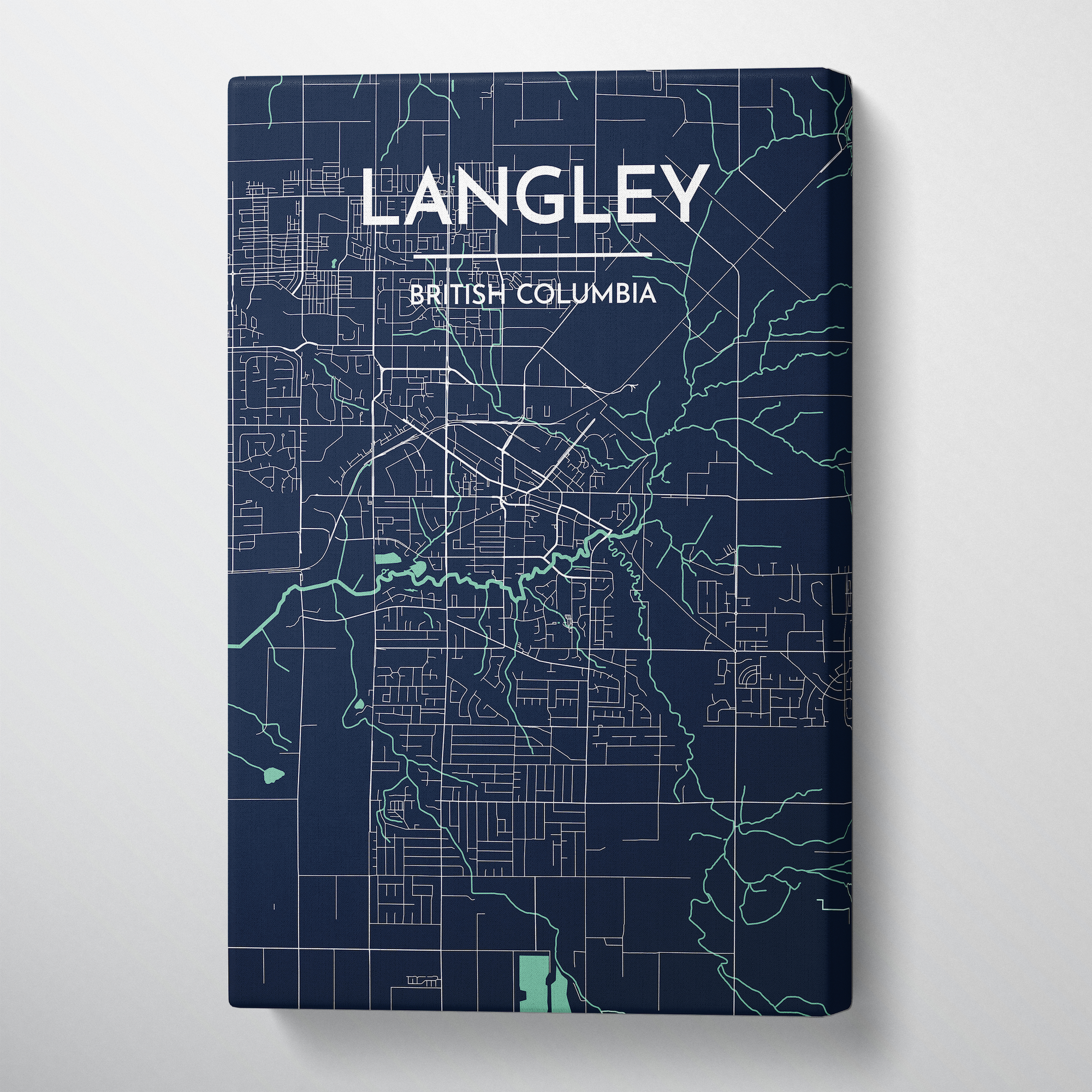 Langley City Map Canvas Wrap - Point Two Design