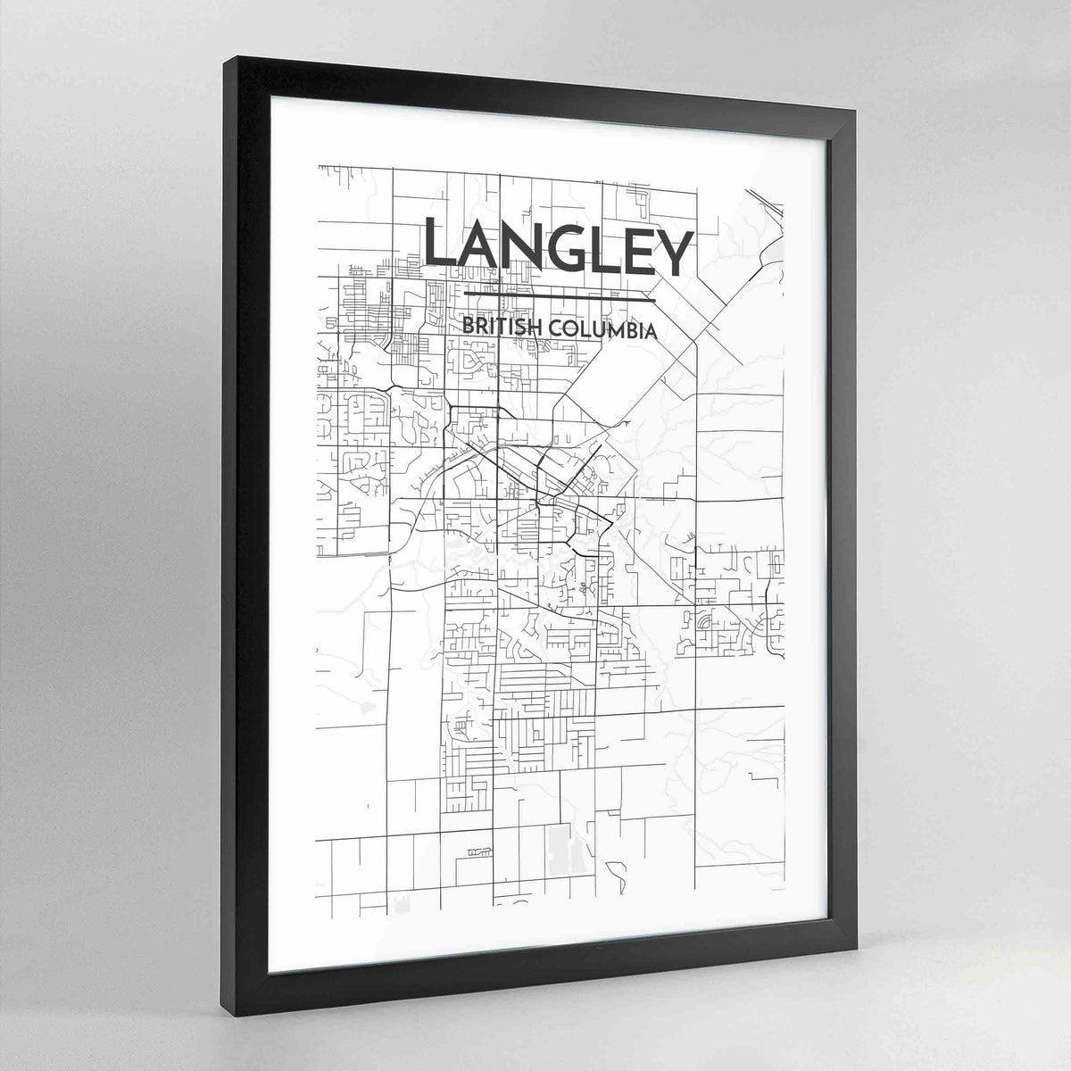 Langley Map Art Print - Framed