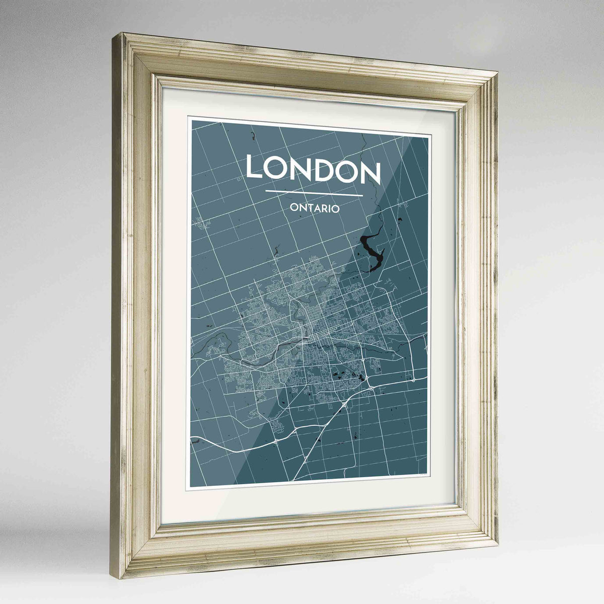 Framed London Ontario City Map 24x36&quot; Champagne frame Point Two Design Group