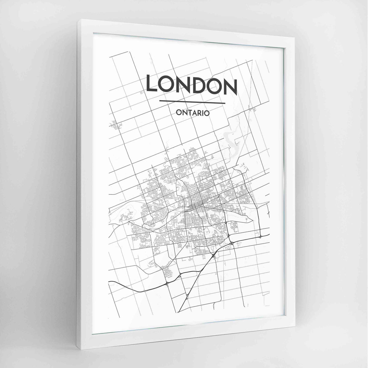 London Ontario Map Art Print - Framed