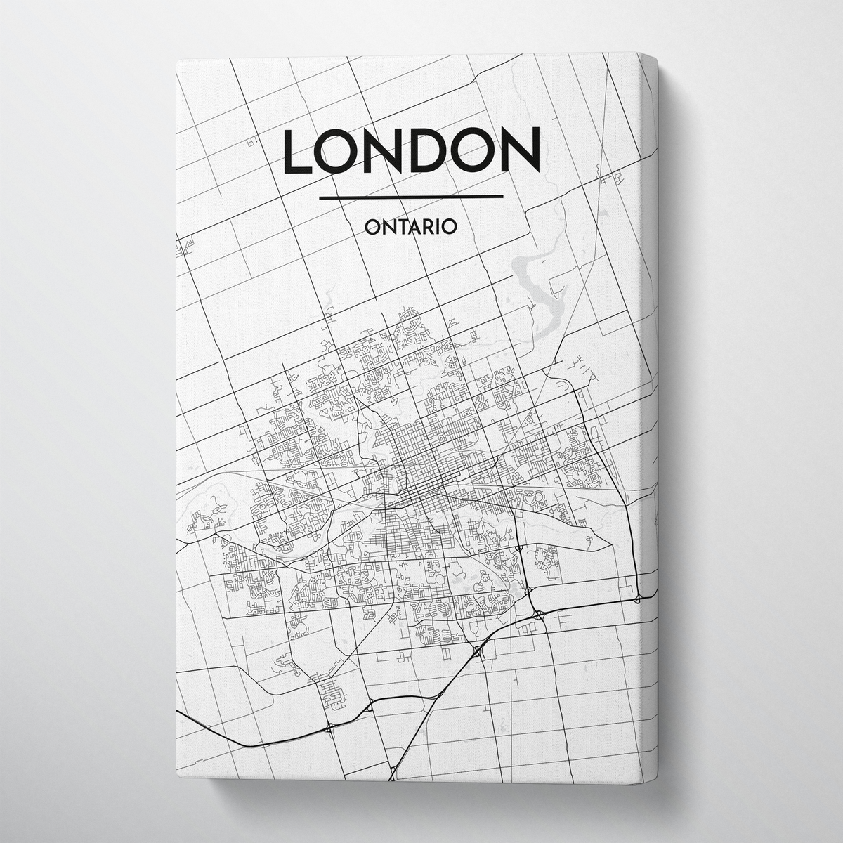 London Ontario City Map Canvas Wrap - Point Two Design - Black and White