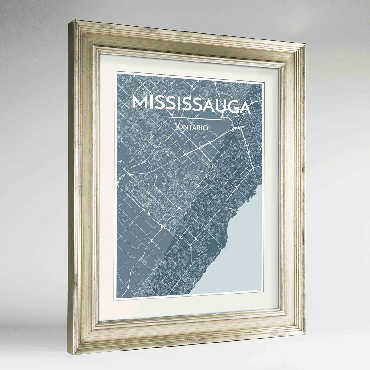 Framed Missisauga City Map 24x36&quot; Champagne frame Point Two Design Group