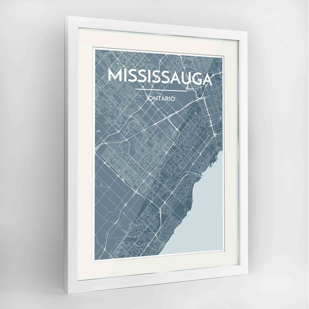 Framed Missisauga City Map 24x36&quot; Contemporary White frame Point Two Design Group