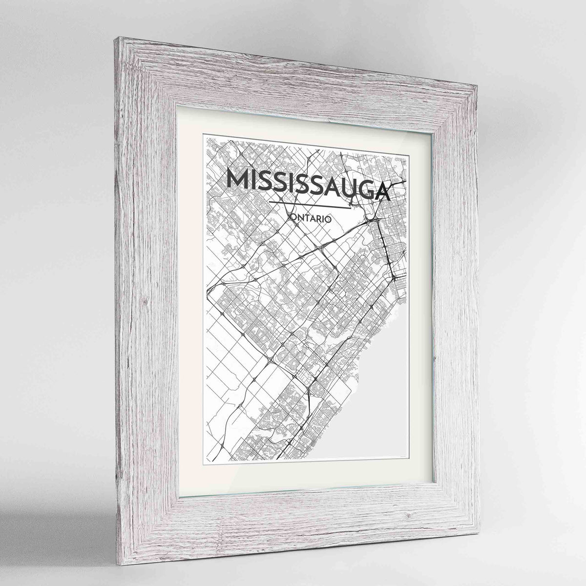 Framed Missisauga City Map 24x36&quot; Western White frame Point Two Design Group
