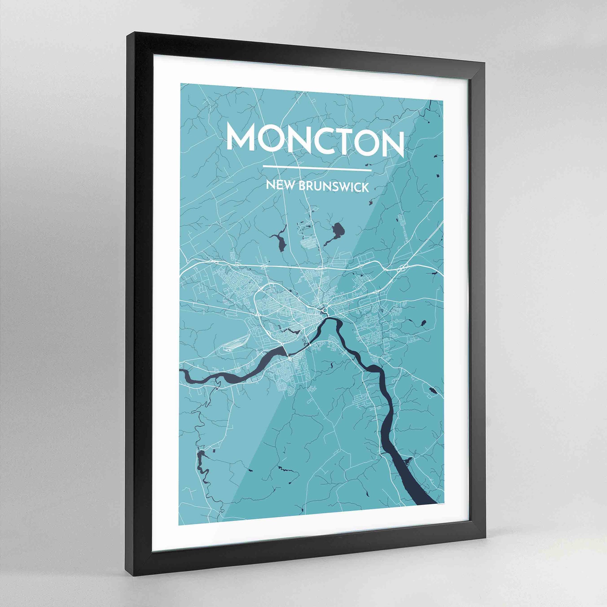 Framed Moncton City Map Art Print - Point Two Design
