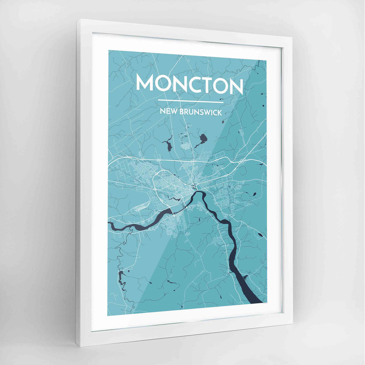 Moncton Map Art Print - Framed