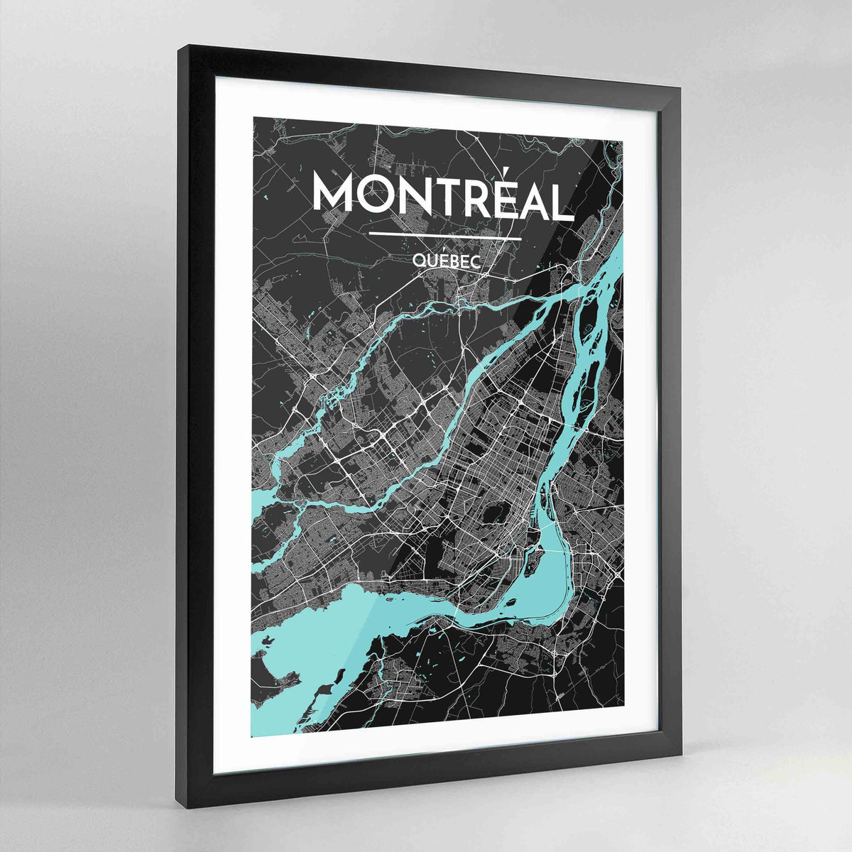 Framed Montreal City Map Art Print - Point Two Design