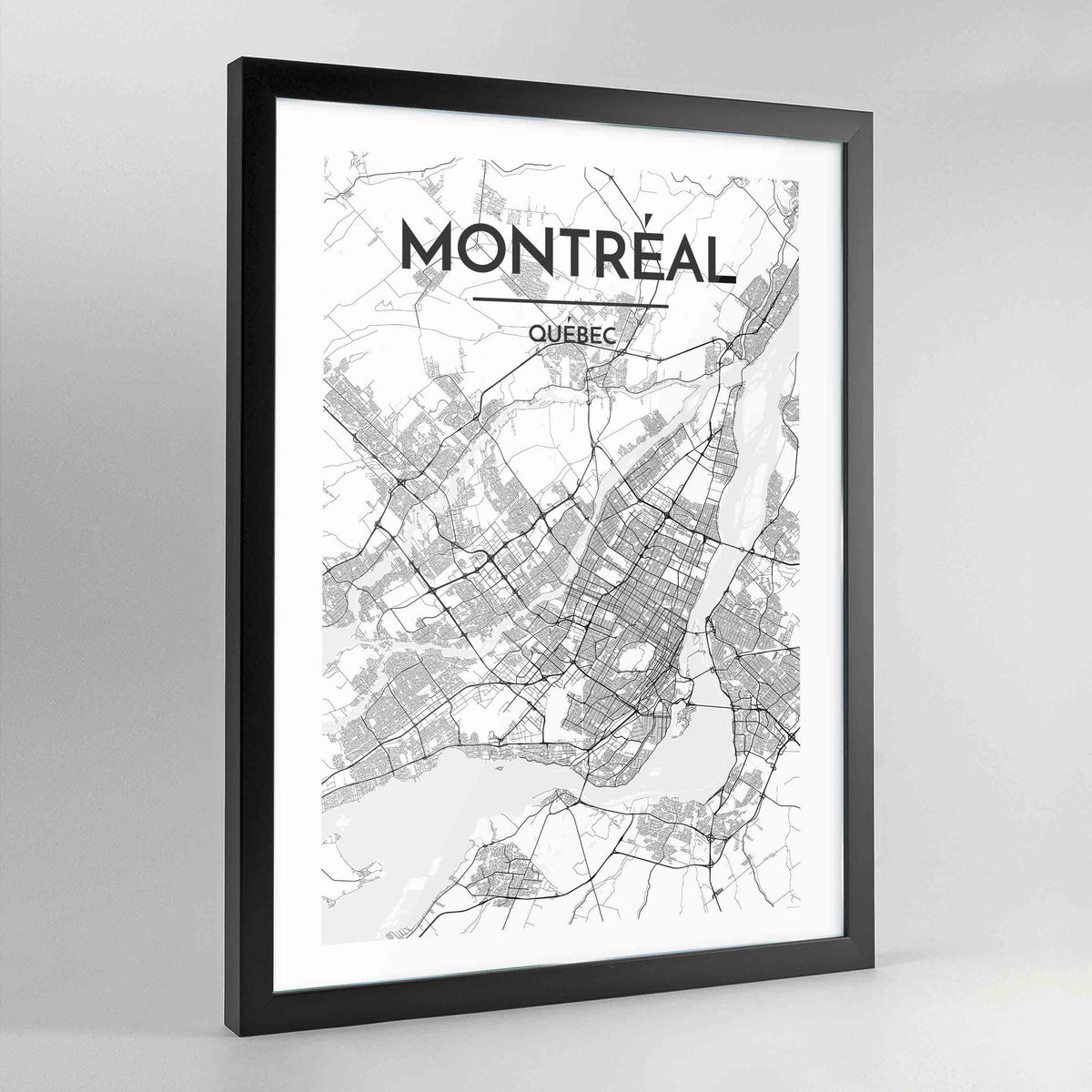 Montreal Map Art Print - Framed