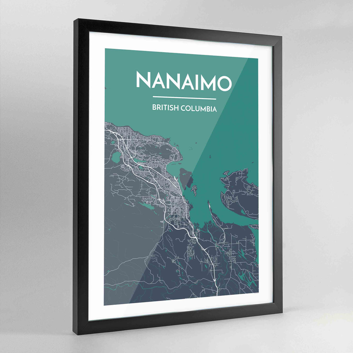 Framed Nanaimo City Map Art Print - Point Two Design