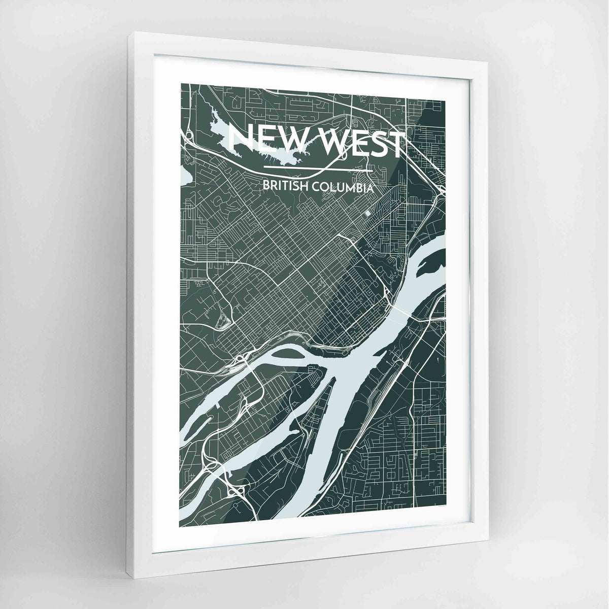 New Westminster Map Art Print - Framed