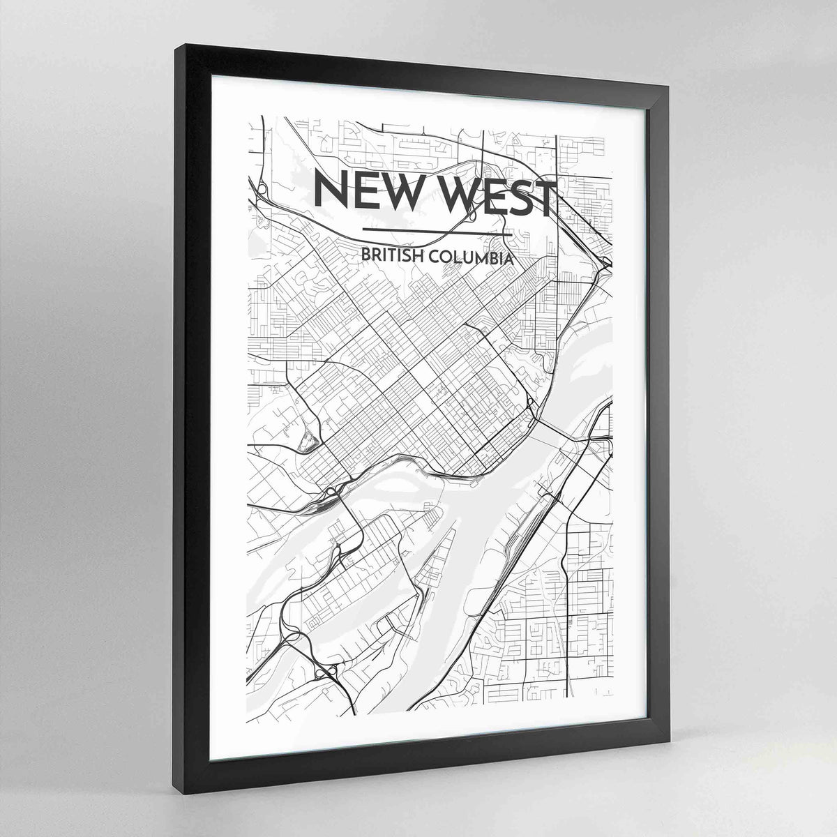 New Westminster Map Art Print - Framed
