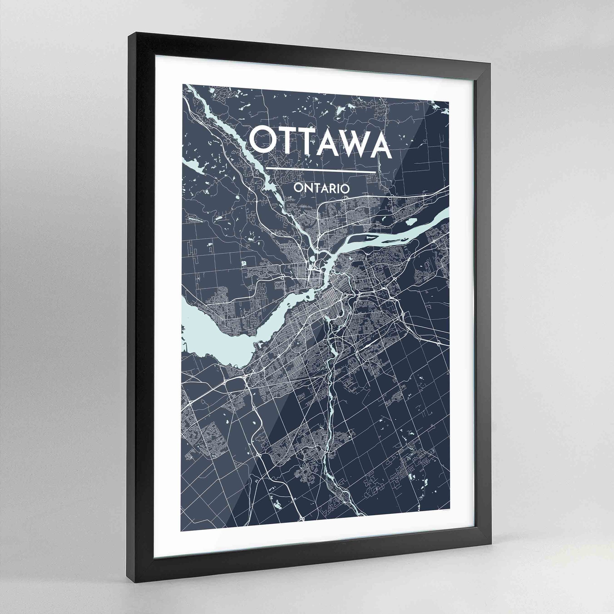 Framed Ottawa City Map Art Print - Point Two Design