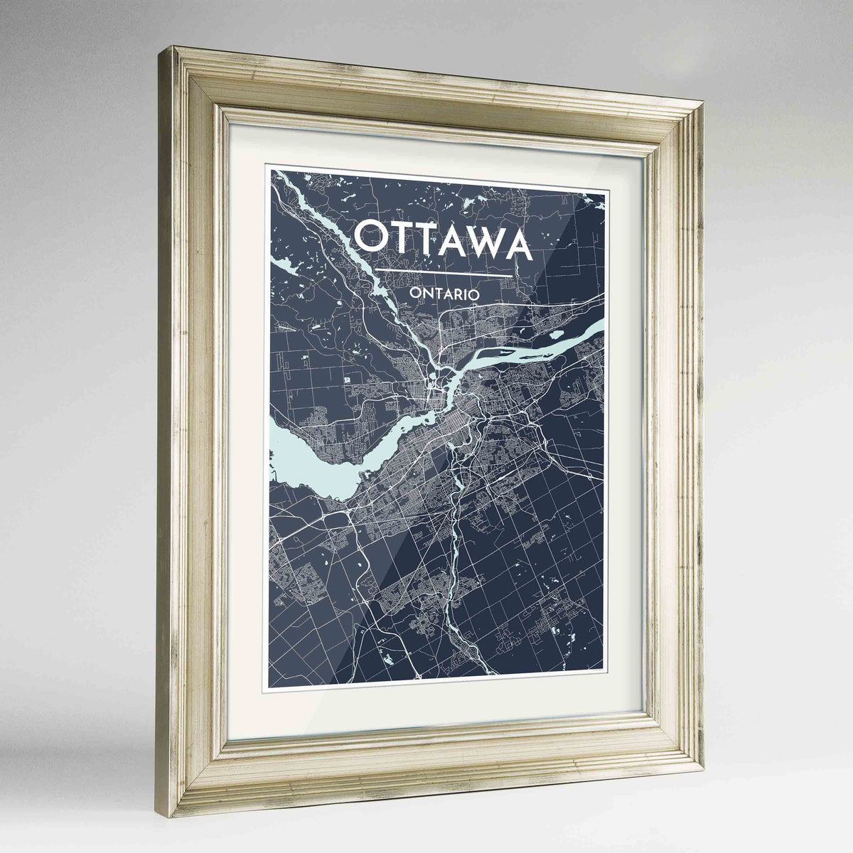 Framed Ottawa City Map 24x36&quot; Champagne frame Point Two Design Group