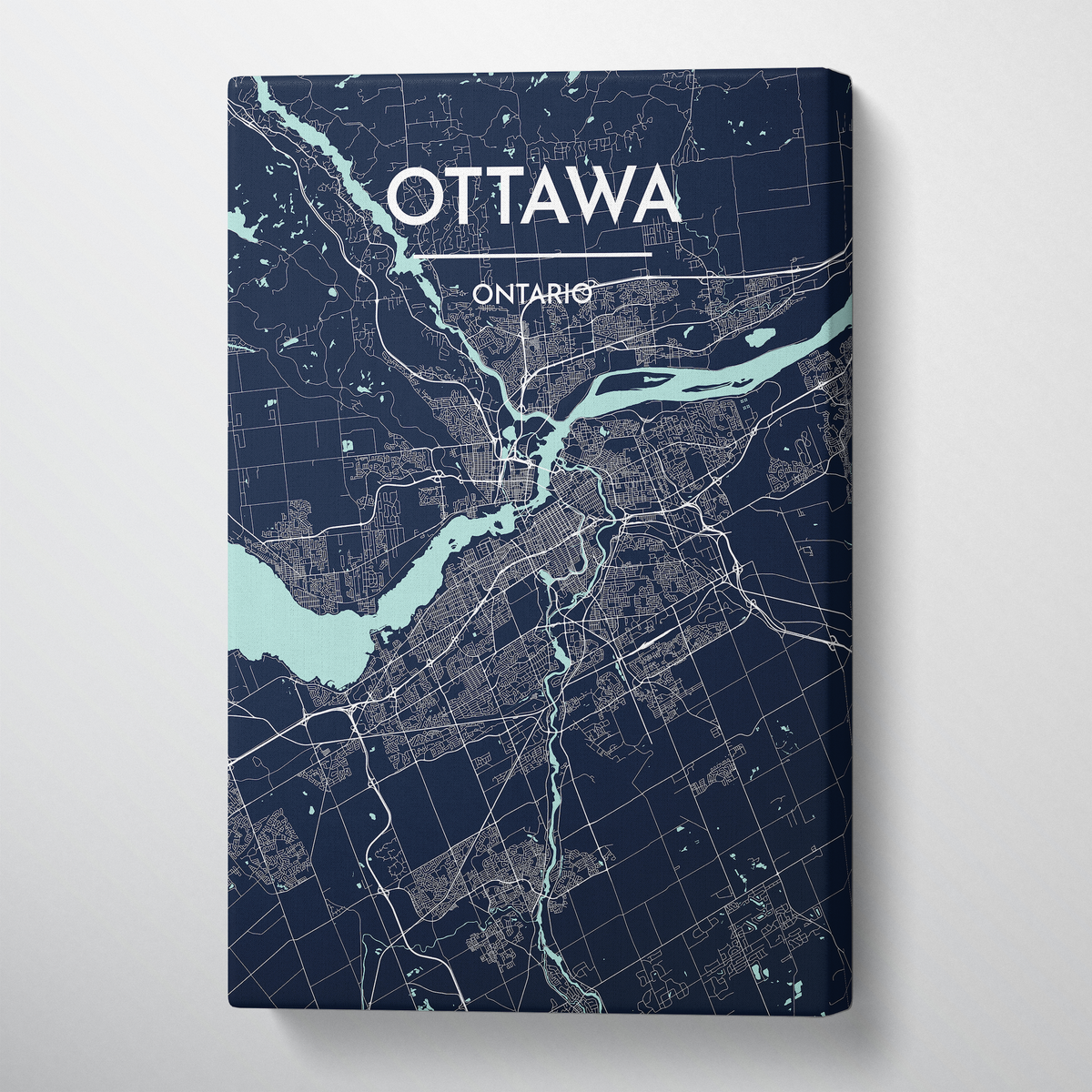 Ottawa City Map Canvas Wrap - Point Two Design