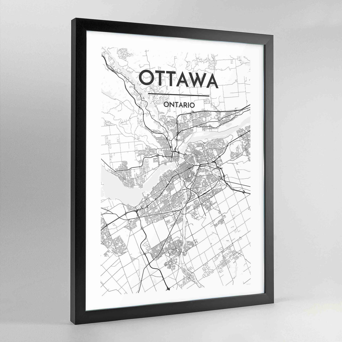 Ottawa Map Art Print - Framed