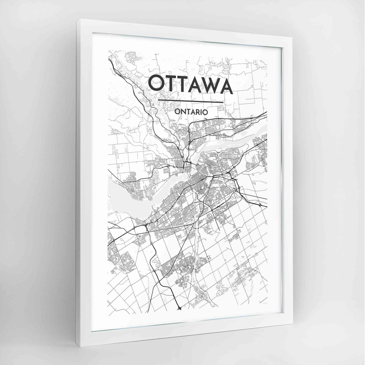 Ottawa Map Art Print - Framed